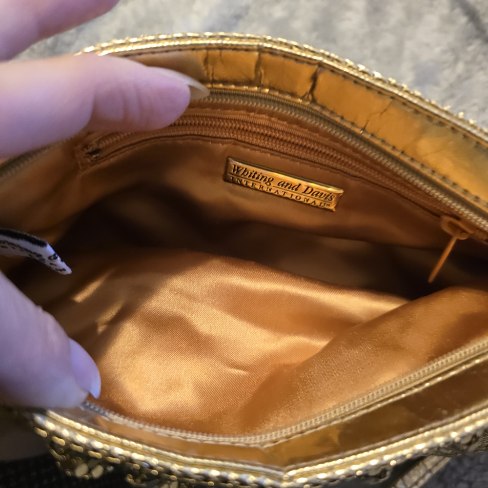 Gold Sequin Beret unbranded and Whiting & Davis Clutch - Picture 6 of 7